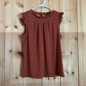 Adrianna Papell Orange Sleeveless Ruffle Top